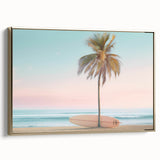 Framed canvas depicting a vintage landscape painting with muted earth tones, ideal for bedroom wall art.