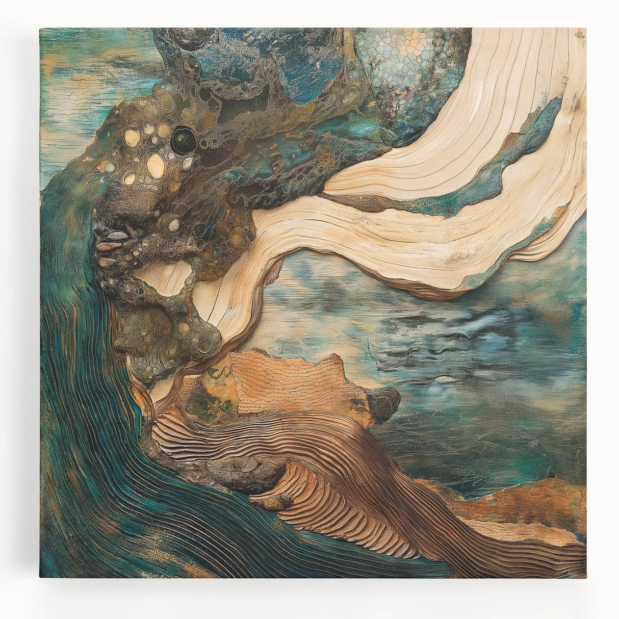 Abstract figurative canvas artwork showcasing vibrant colors and dynamic shapes, perfect for modern home decor. Ideal for living rooms or creative spaces.