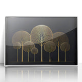 Framed abstract floral wall art showcasing vibrant colors of pink, green, and gold, set against a sleek white background, ideal for modern home decor.