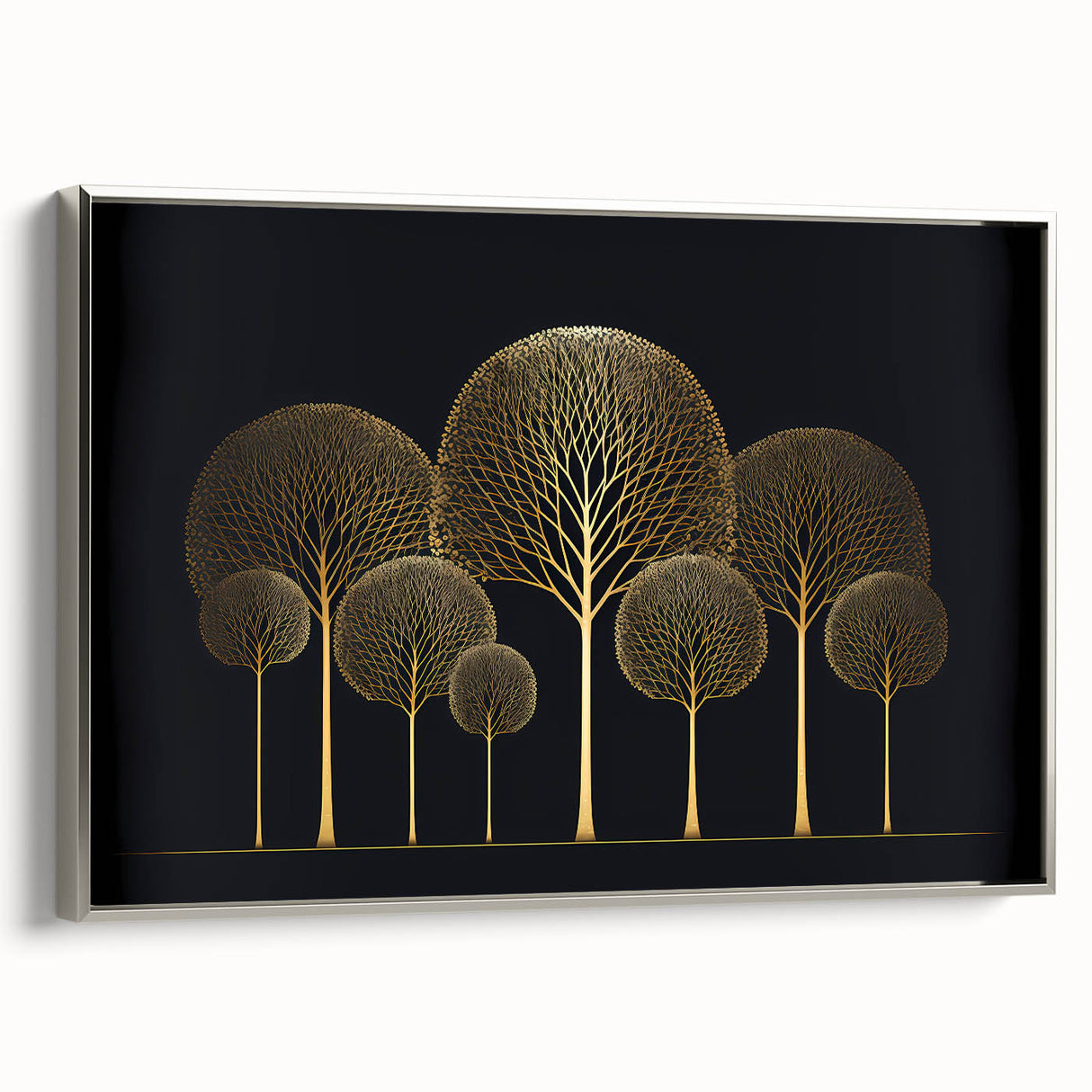 Framed canvas wall art featuring abstract floral designs in vibrant colors, displayed at a slight angle with a sleek silver frame, perfect for modern decor.