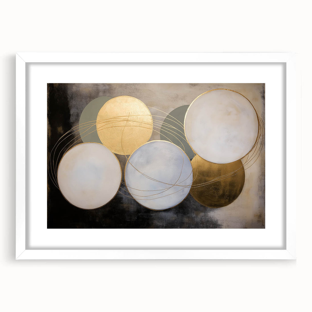 Abstract geometric frame in white with a mat, showcasing a modern design that highlights clean lines and elegance, ideal for contemporary decor.