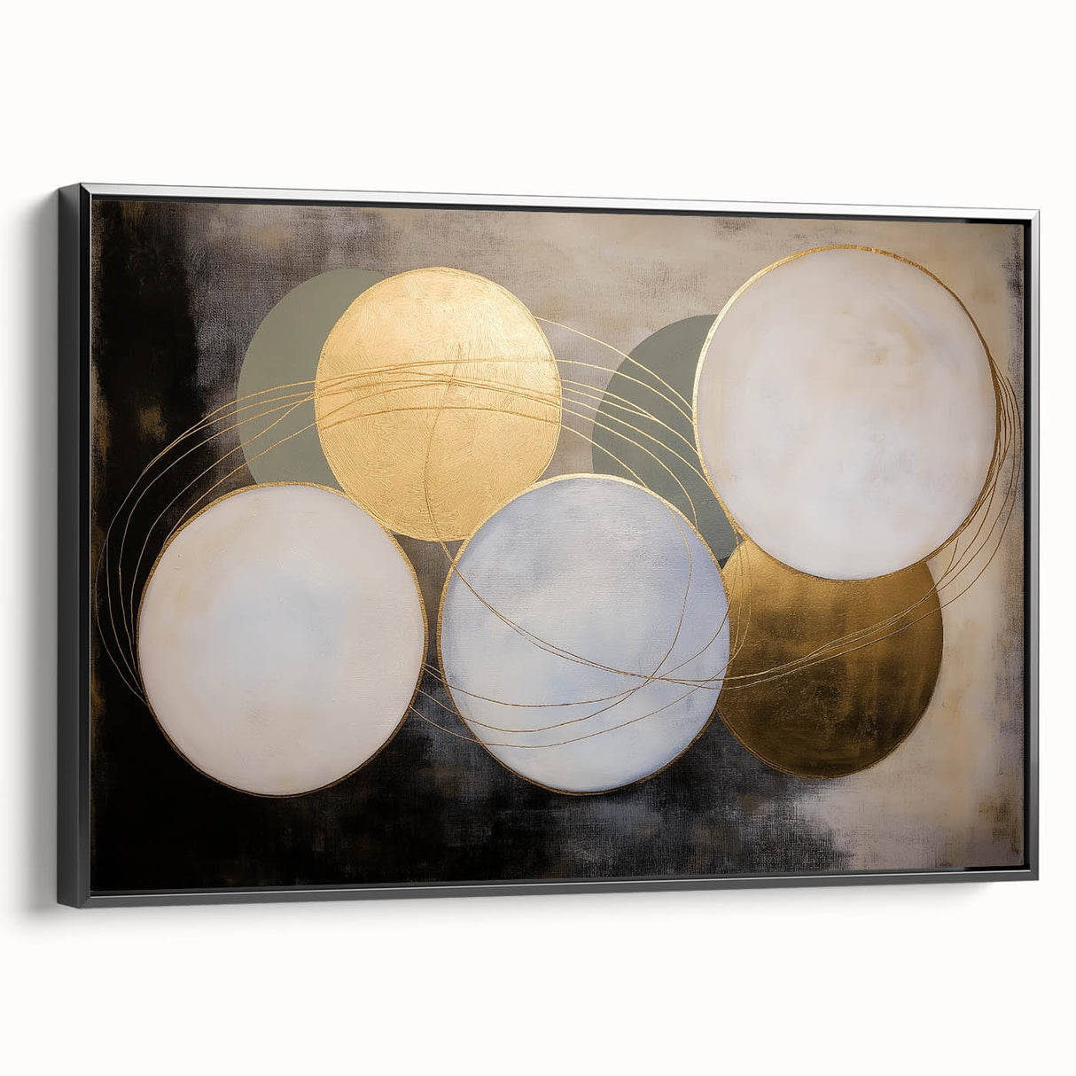 Abstract geometric framed canvas artwork showcasing a sleek black side view, ideal for modern home decor. Perfect for enhancing contemporary spaces with unique design elements.