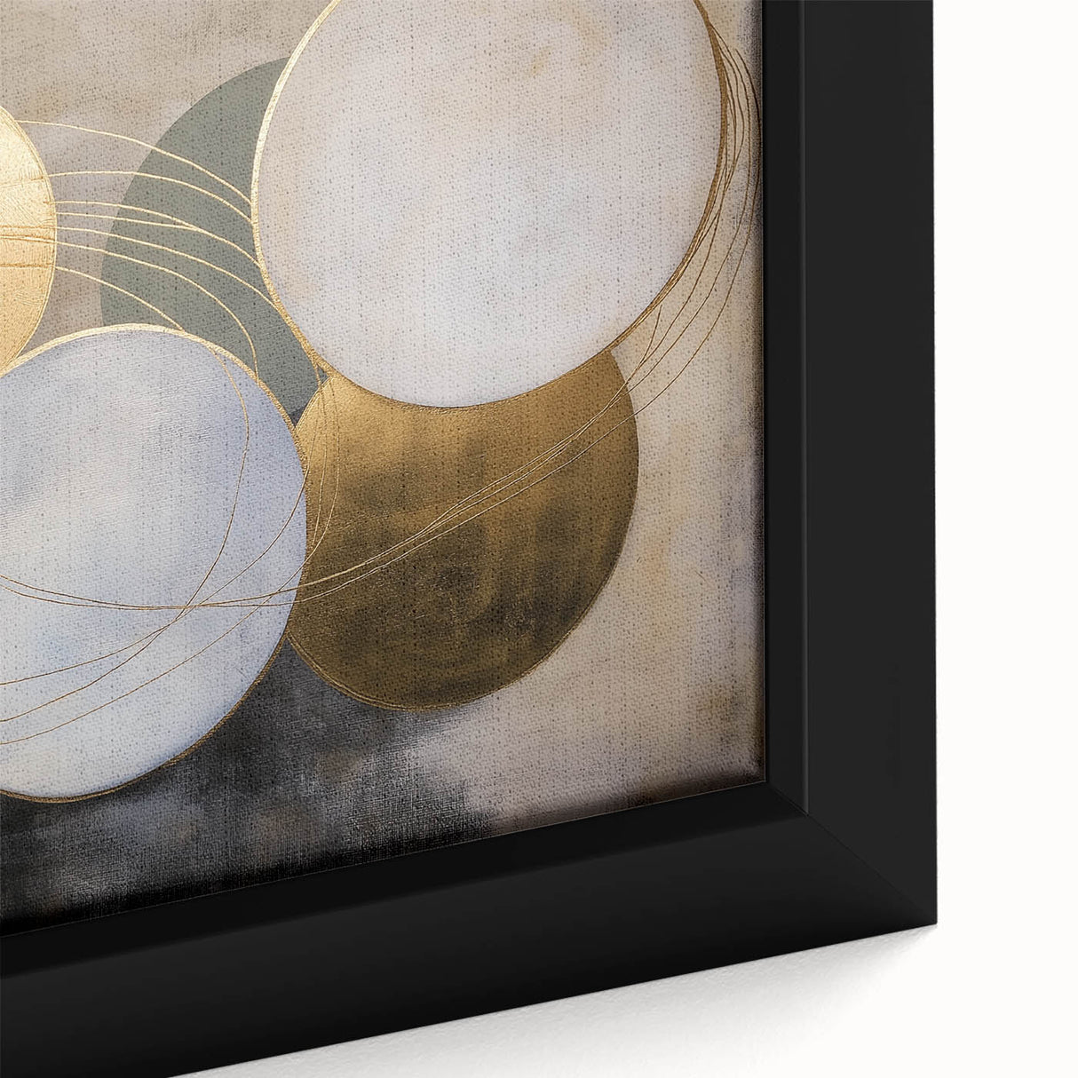 Close-up of an abstract geometric framed canvas artwork showcasing vibrant colors and intricate patterns, perfect for modern home decor or art enthusiasts.