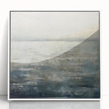 Framed abstract landscape wall art in white acrylic, showcasing vibrant colors and fluid shapes, perfect for modern home decor and artistic expression.