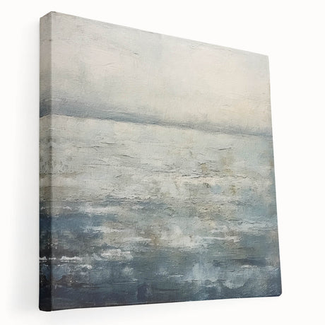 Abstract landscape wall art printed on stretched canvas, showcasing vibrant colors and fluid shapes, perfect for modern home decor. Side view highlights its depth and texture, ideal for enhancing any living space.