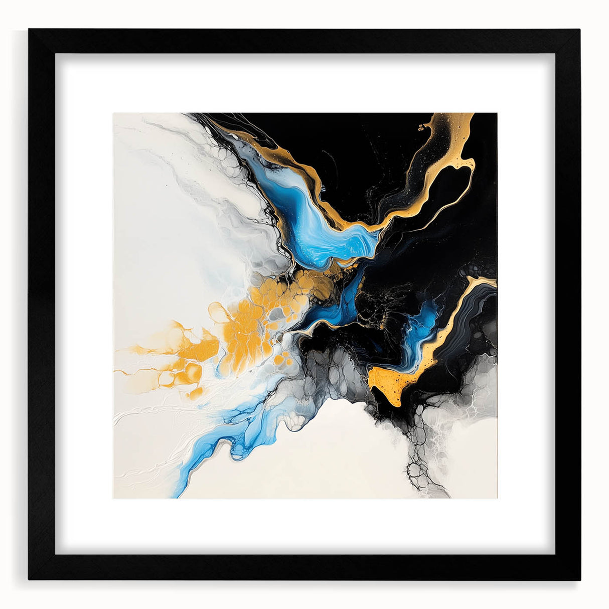 Fluid Art Paintings for Walls – Golden Tide Abstract Flow