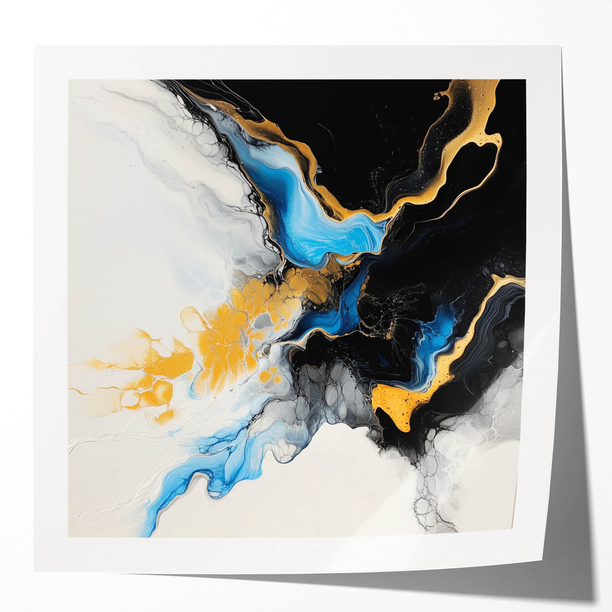 Fluid Art Paintings for Walls – Golden Tide Abstract Flow