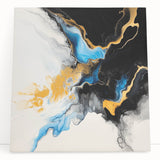 Fluid Art Paintings for Walls – Golden Tide Abstract Flow