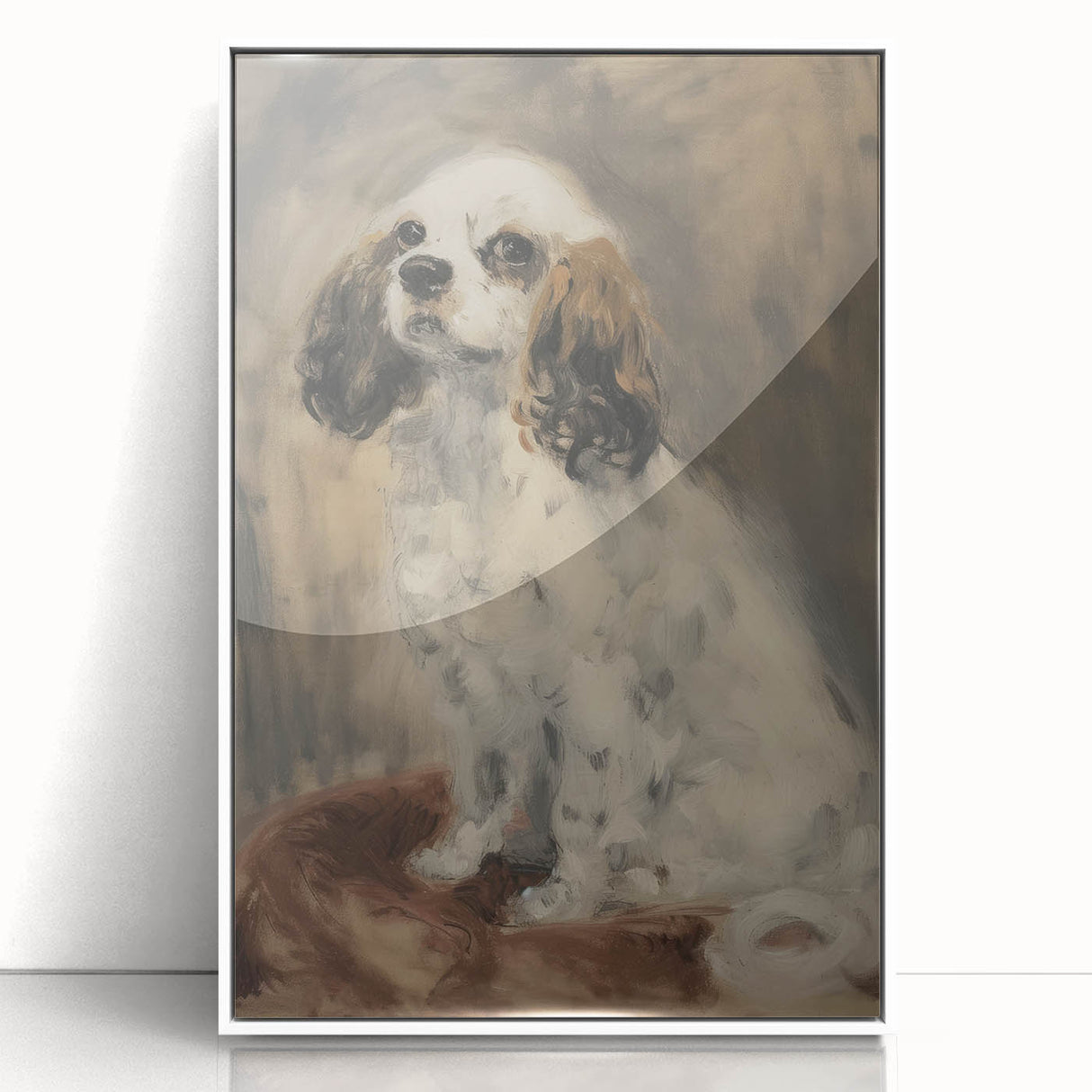 Framed acrylic wall art featuring a colorful animal design, presented in a sleek white frame. Ideal for modern home decor, adding a vibrant touch to any room.