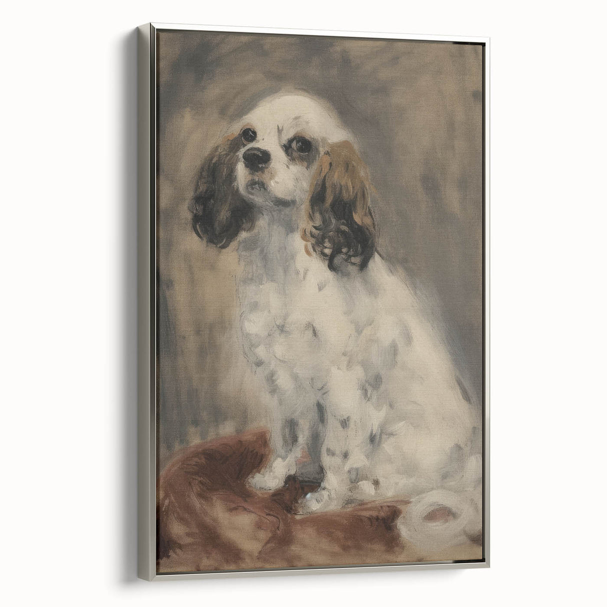 Framed canvas art showcasing a detailed silver side view of a vibrant animal design, perfect for adding a modern touch to any home decor. This piece highlights intricate textures and colors, making it an eye-catching addition to living spaces or galleries.