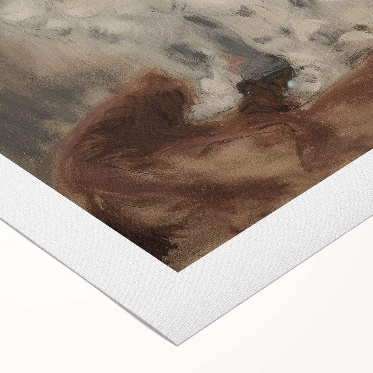 Rolled canvas showcasing a vibrant animal-themed artwork, featuring intricate details and bold colors, securely packaged in a protective cardboard tube for easy transport.