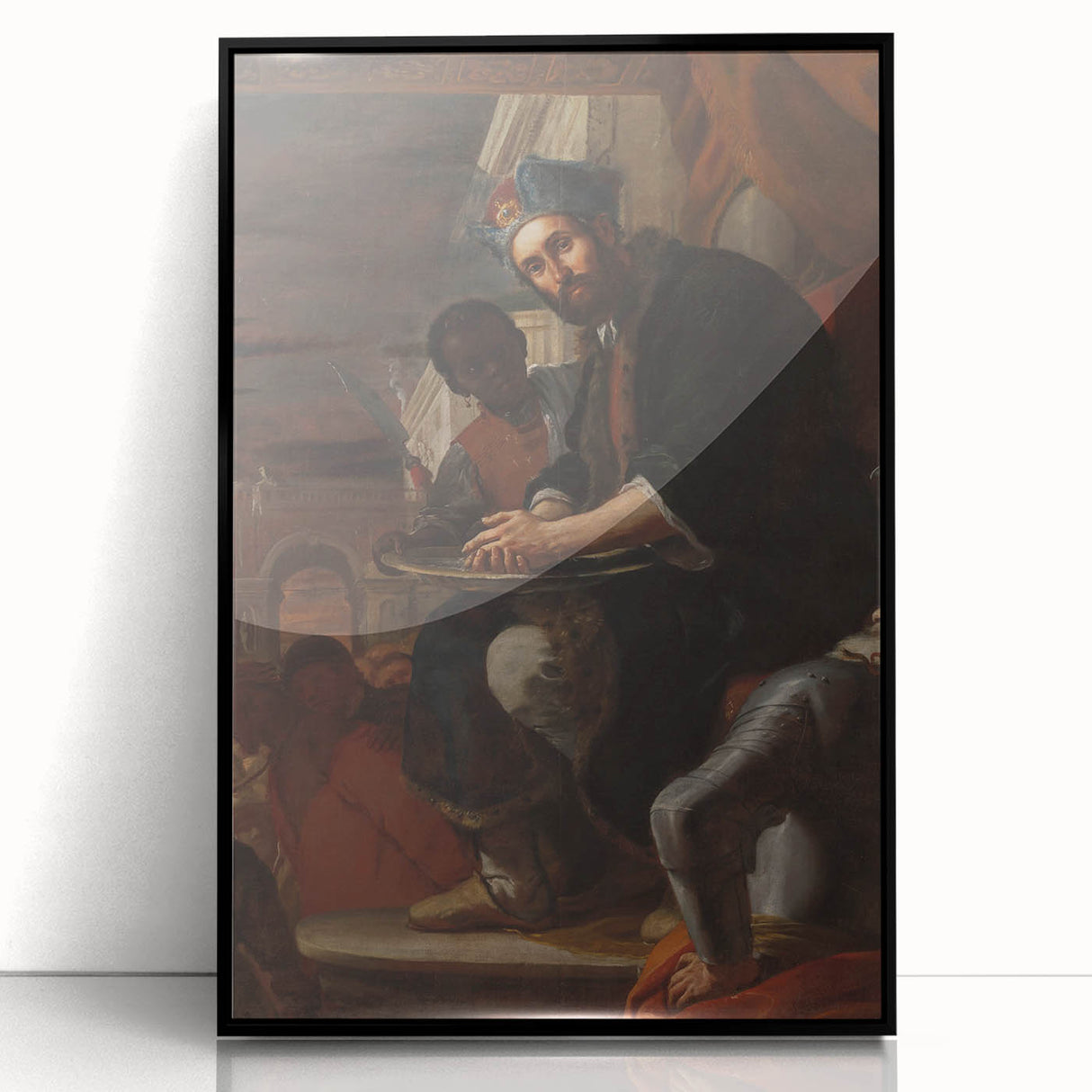 Historical Art - Baroque Courtroom Scene with Noble Figure and Attendants