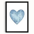 Blue Watercolor Heart Print - Personalized Kids Art