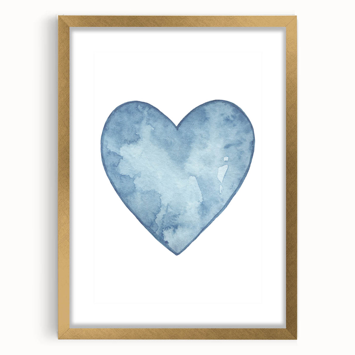 Blue Watercolor Heart Print - Personalized Kids Art