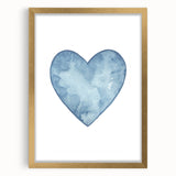 Blue Watercolor Heart Print - Personalized Kids Art