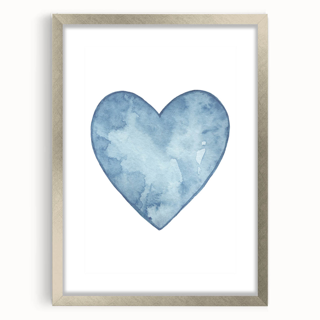 Blue Watercolor Heart Print - Personalized Kids Art