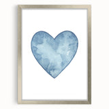 Blue Watercolor Heart Print - Personalized Kids Art