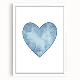 Blue Watercolor Heart Print - Personalized Kids Art