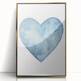 Blue Watercolor Heart Print - Personalized Kids Art