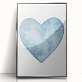 Blue Watercolor Heart Print - Personalized Kids Art