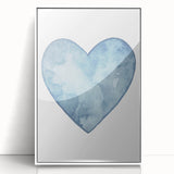 Blue Watercolor Heart Print - Personalized Kids Art