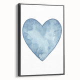 Blue Watercolor Heart Print - Personalized Kids Art