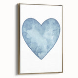 Blue Watercolor Heart Print - Personalized Kids Art