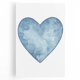Blue Watercolor Heart Print - Personalized Kids Art