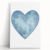 Blue Watercolor Heart Print - Personalized Kids Art