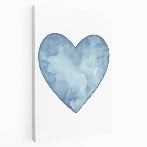 Blue Watercolor Heart Print - Personalized Kids Art