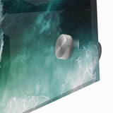 Close-up of a vibrant acrylic landscape artwork depicting serene beaches, showcasing rich blues and sandy tones. Ideal for coastal decor or art enthusiasts.