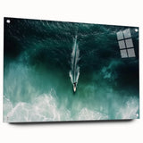 Acrylic landscape art depicting serene beaches with vibrant colors, viewed from the side showing pin details, perfect for modern home decor or beach-themed interiors.