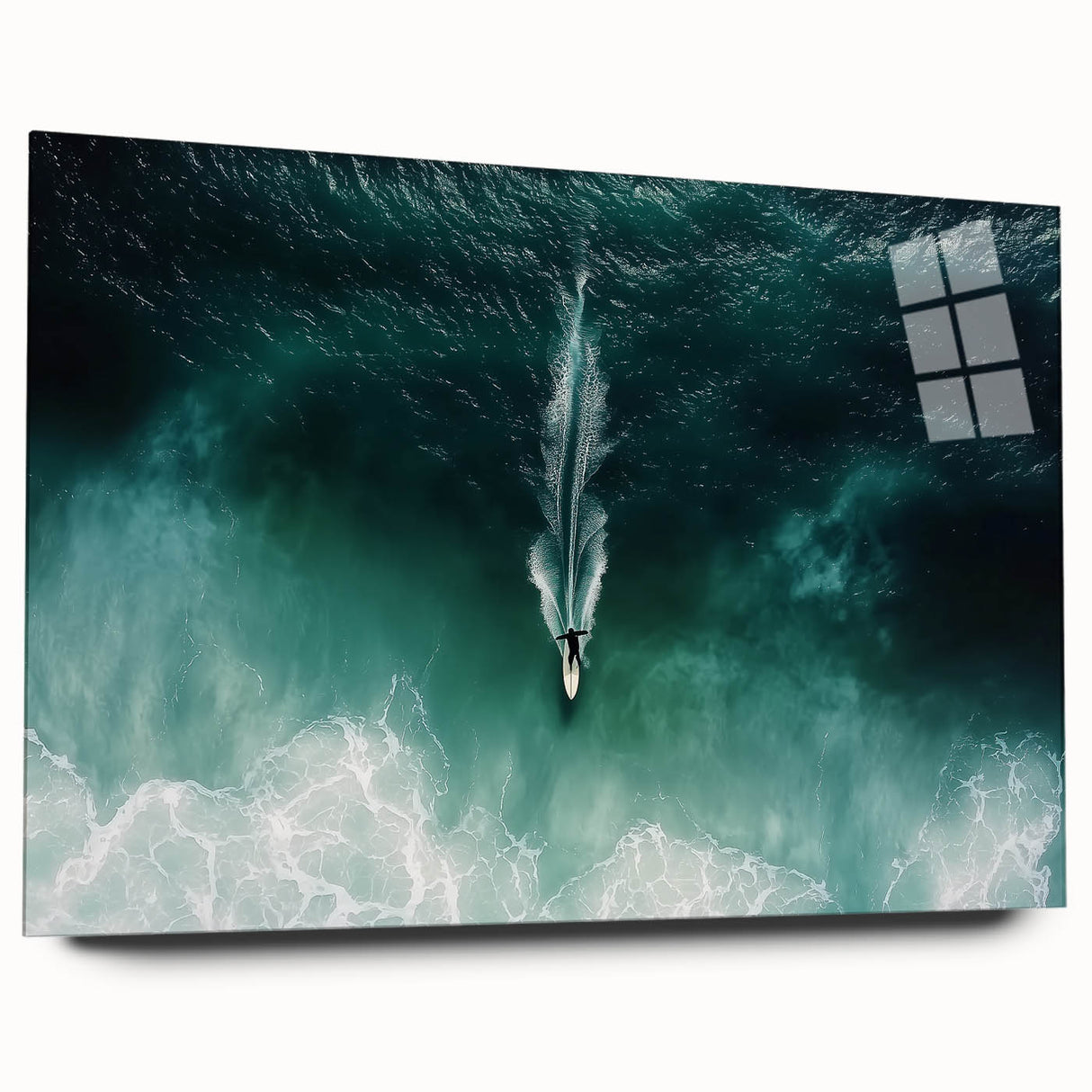 Acrylic landscape artwork showcasing a serene beach scene, viewed from the side, highlighting vibrant colors and details without pins for easy display. Perfect for coastal decor enthusiasts seeking a tranquil atmosphere.