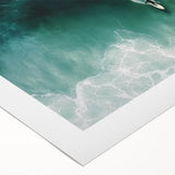 Vibrant rolled canvas showcasing a stunning beach landscape design, featuring serene blue waters and golden sands, perfect for home decor or beach-themed interiors.