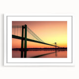 Landscape bridge frame in white, showcasing a mat for added depth, perfect for displaying artwork or photographs in a modern setting. Ideal for home decor.