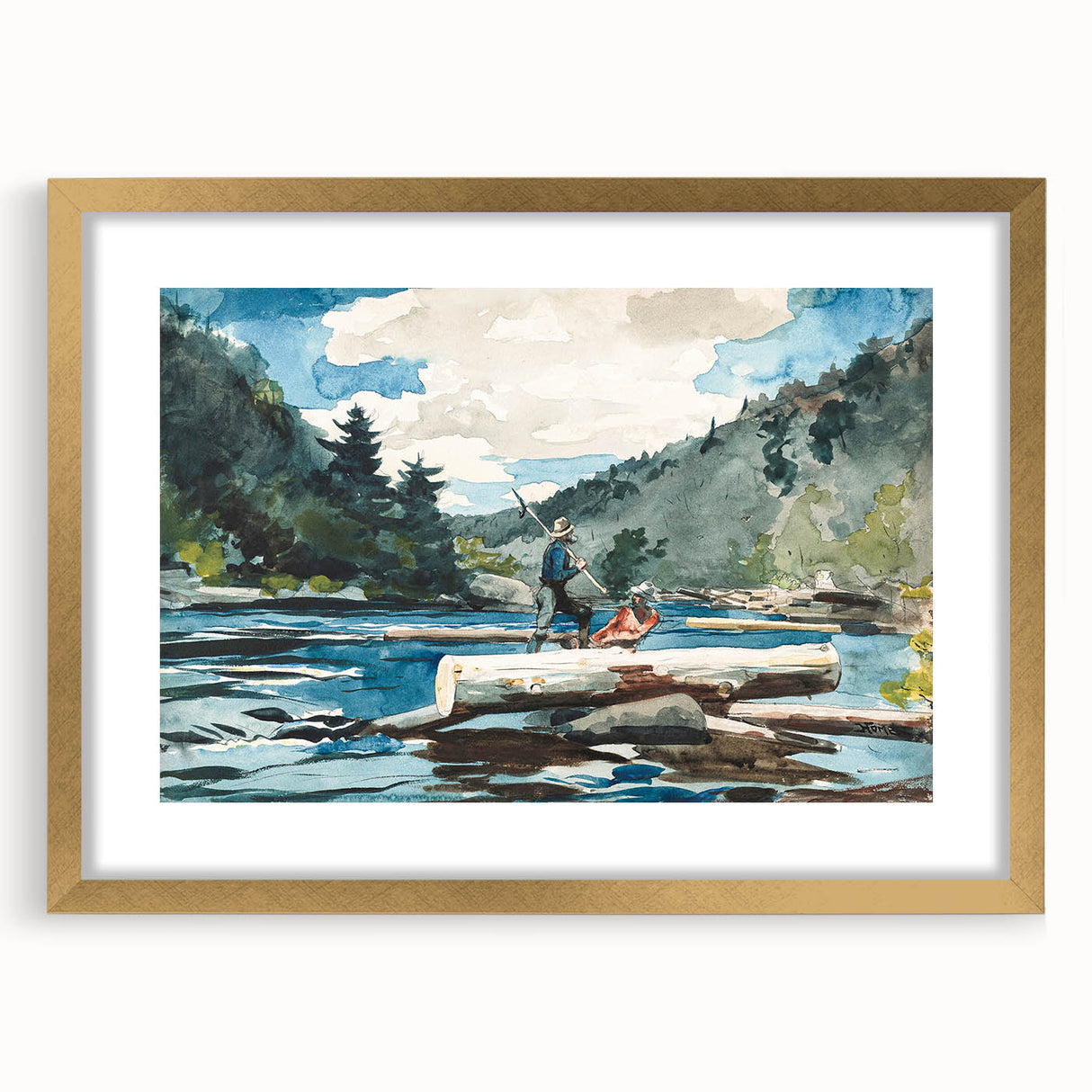Hudson River Logging Art Print - Winslow Homer Realism Landscape Decor