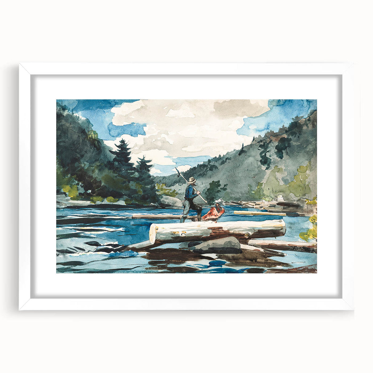 Hudson River Logging Art Print - Winslow Homer Realism Landscape Decor