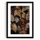 Extra large, textured abstract art print featuring vibrant autumn hues on a framed canvas, ideal for living room decor.