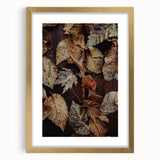 Extra large abstract art print with textured autumnal hues on canvas, framed in gold, ideal for living room decor.
