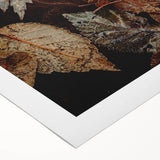 Art deco poster featuring a stylized autumnal scene in warm orange and brown tones, printed on rolled canvas.