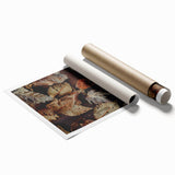 Extra large rolled print featuring a floral design in warm autumn hues, ideal for classy bathroom wall art.