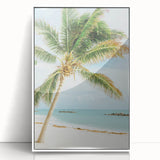 Art deco poster featuring a stylized summer scene in pastel shades on a framed acrylic, ideal for nursery wall art.