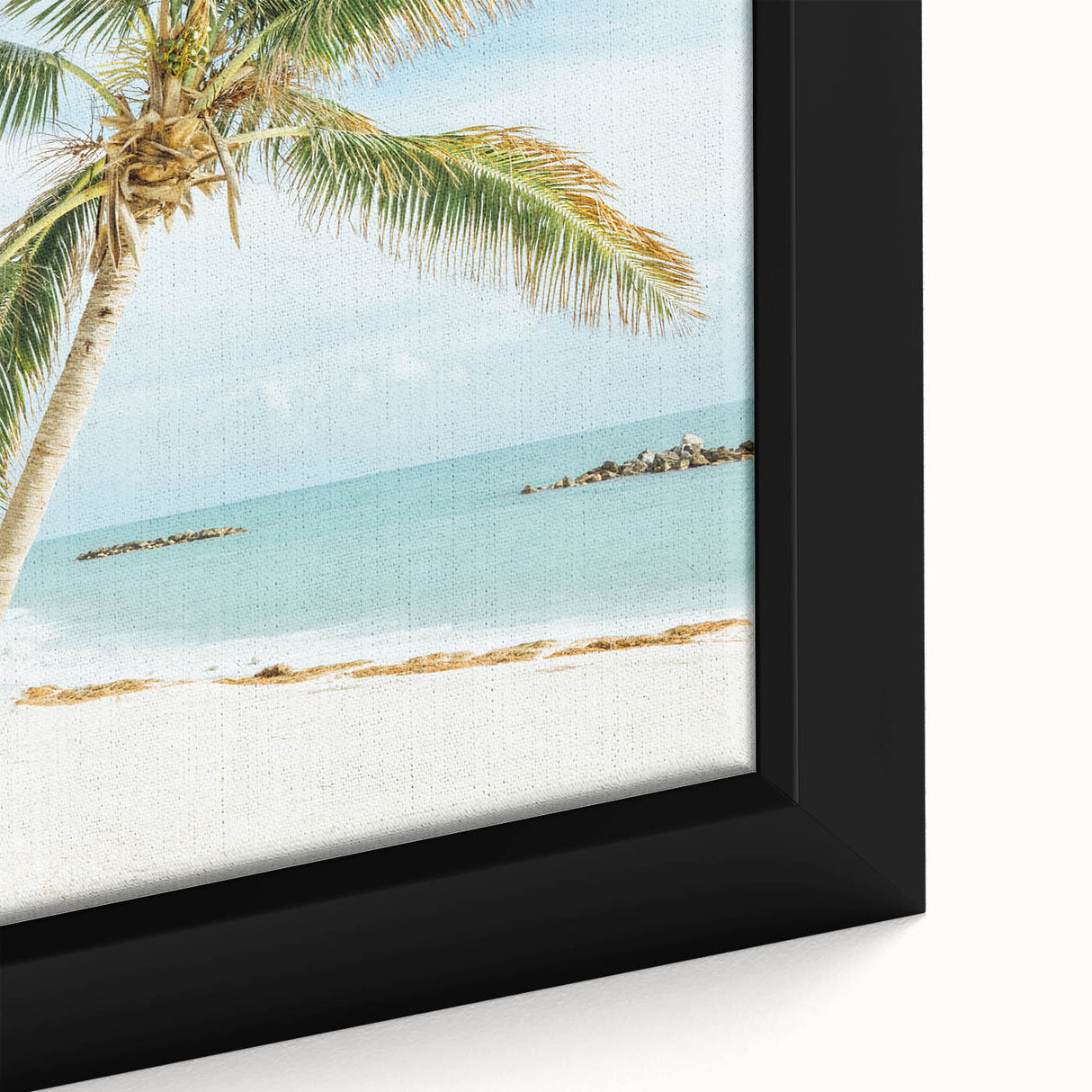 Extra large framed canvas featuring textured, colorful art with black background, ideal for living room decor.