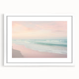 Abstract art print featuring swirling blue and white patterns on a framed canvas.