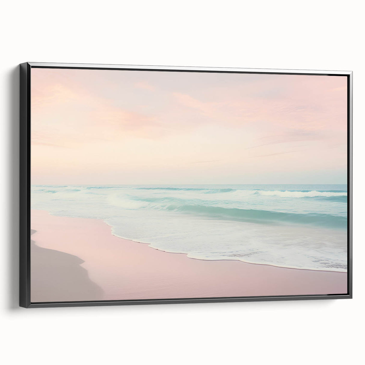 Black and white landscape painting on framed canvas, featuring a vintage poster style, ideal for bedroom wall decor.