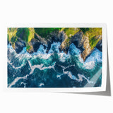 Stunning rolled canvas print showcasing a vibrant landscape of dramatic cliffs under a vivid sunset sky, perfect for enhancing modern home decor.
