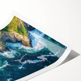 Stunning landscape print showcasing majestic cliffs against a vibrant sunset, rolled and ready for display in a protective cardboard tube. Perfect for home decor.
