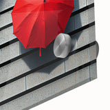Modern Office Wall Art – Bold Red Umbrella on Dark Wall