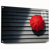 Modern Office Wall Art – Bold Red Umbrella on Dark Wall
