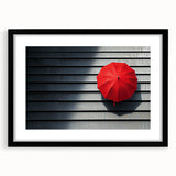 Modern Office Wall Art – Bold Red Umbrella on Dark Wall